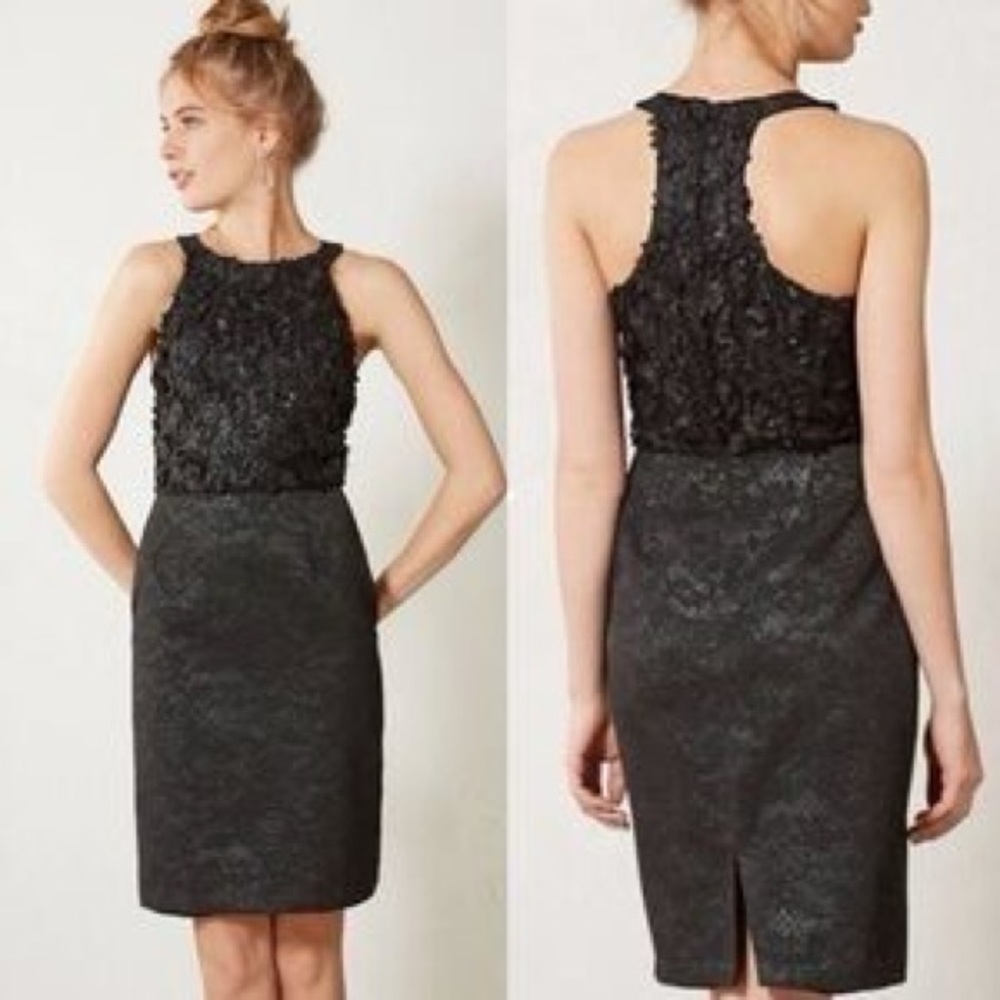Anthropologie Rosebud Pencil Dress By The Odells, Little Black dress